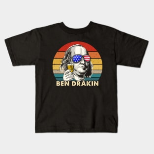 4th of July Shirt, Funny American Shirt, Ben Drankin, Beer Drinking Gift, Ben Franklin T-shirt for men and women Kids T-Shirt